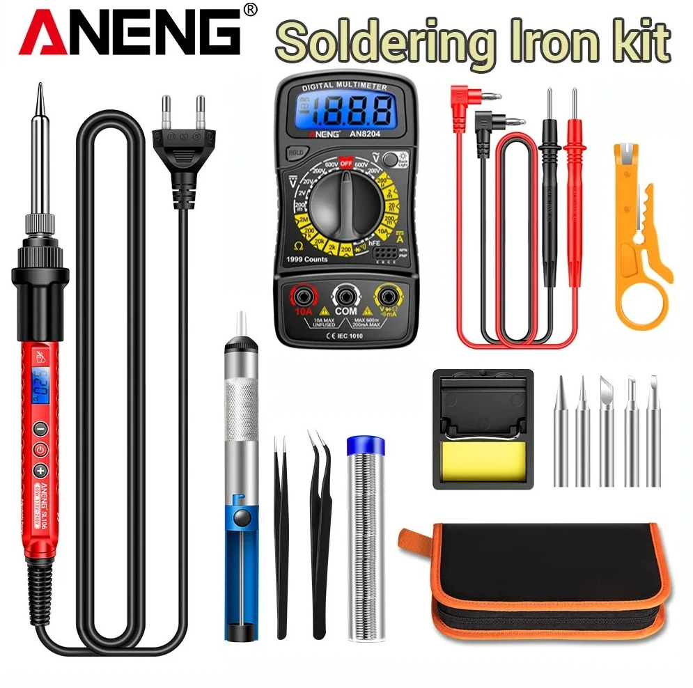 

Electric Soldering Iron Digital Display Adjustable Temperature ANENG SL106 60W Professional Welding Solder Set Tools 110V/220V