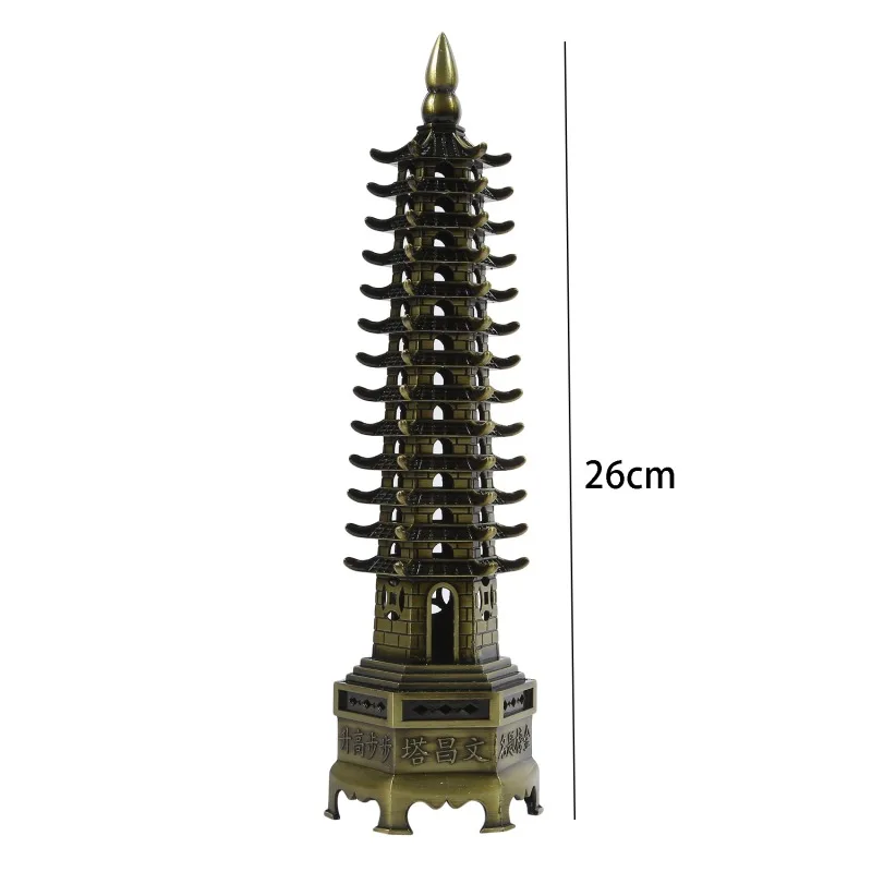 حرف برج باغودا Wenchang ، نموذج فنغ شوي المعدني ثلاثي الأبعاد ، تذكار تمثال ، ديكور منزلي ، الصين 7 مستويات ، الحرف اليدوية المعدنية
