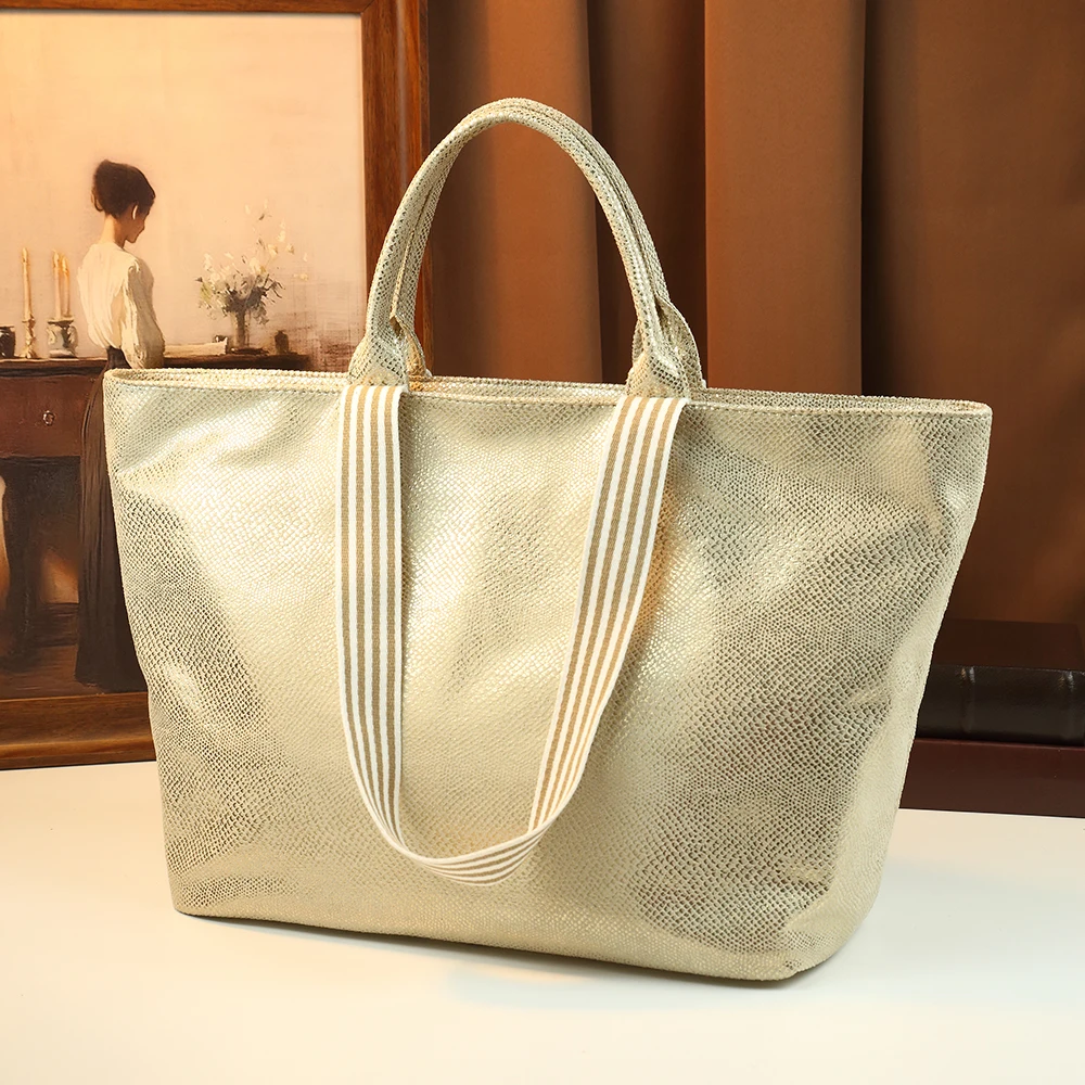 

Новая сумка-тоут 2026 года с узором под змеиную кожу, большая вместительная износостойкая сумка через плечо, портативная сумка для поездок и шопинга