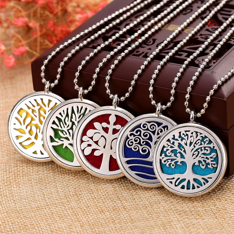 

316 Stainless Steel Perfume Oil Diffuser Jewelry Locket Necklace Accessory long Chain Collar Pendant for Women Gift Birthday