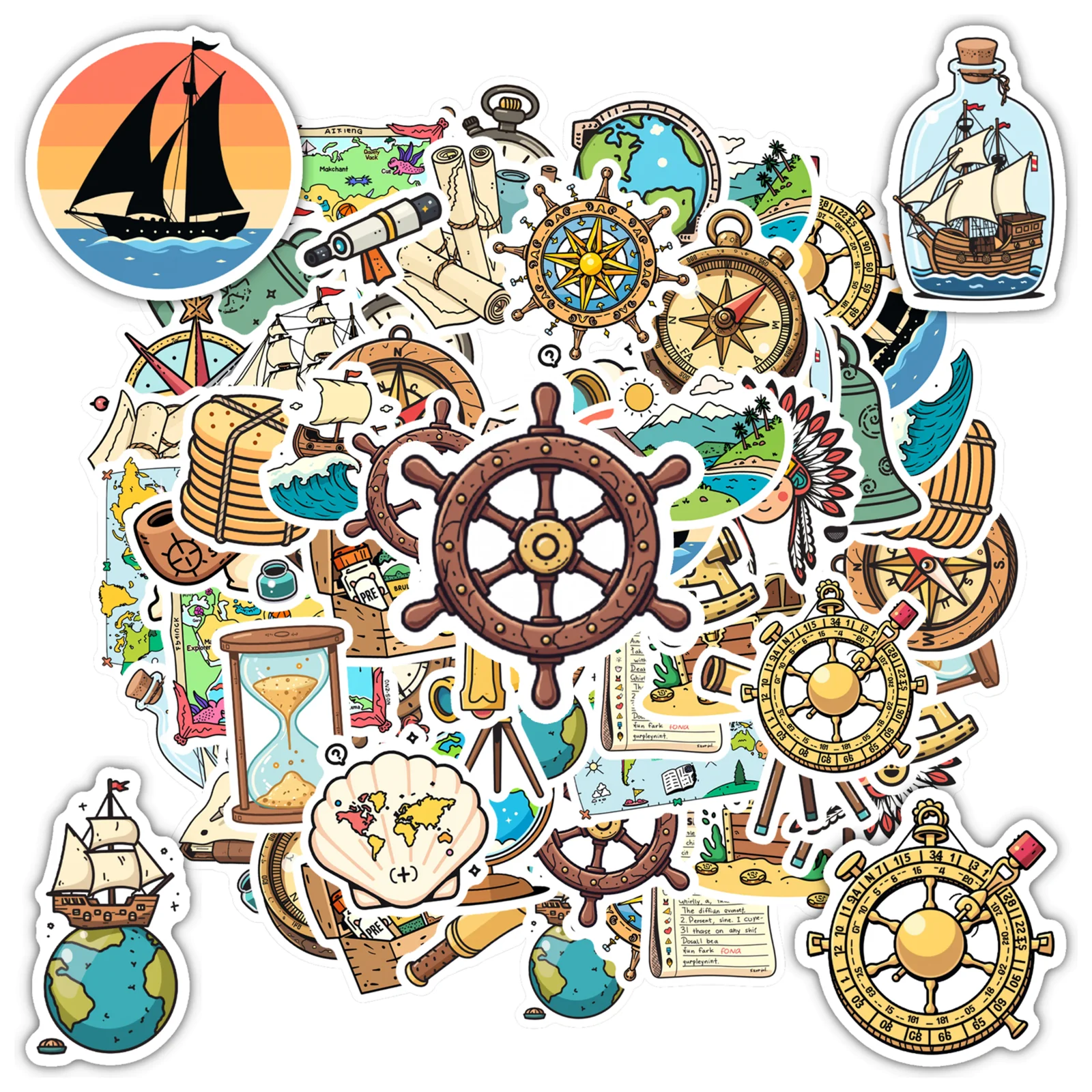 35 UDS-100 Uds pegatinas de aventura juguetonas pegatinas de barco de exploración encantadoras pegatinas de papelería para teléfono DIY guitarra portátil