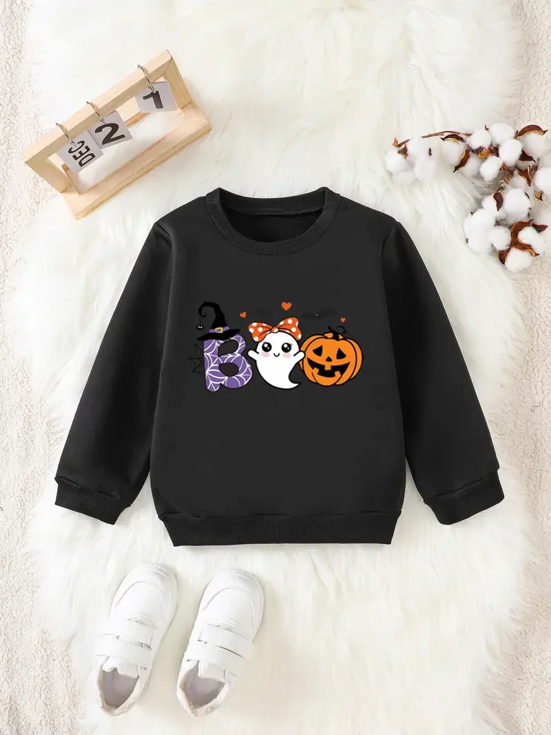 

Детская осенне-зимняя толстовка и брюки на Хэллоуин — тыква с мультяшным призраком, устойчивая к пятнам, моющаяся, для нескольких случаев