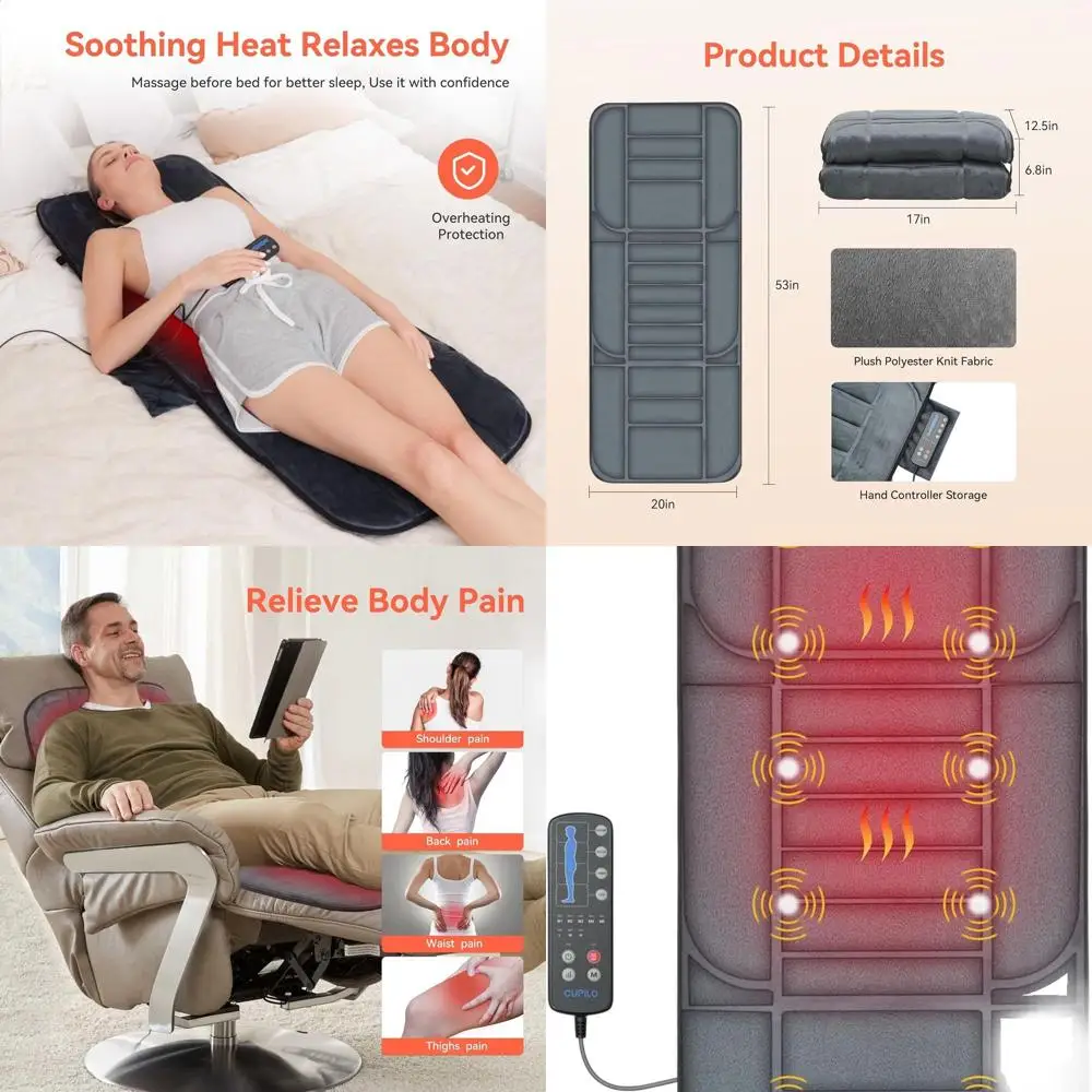 

Массажная подушка с подогревом для облегчения боли в спине, коврик полной длины 53, для мужчин и женщин, массаж ног и поясницы