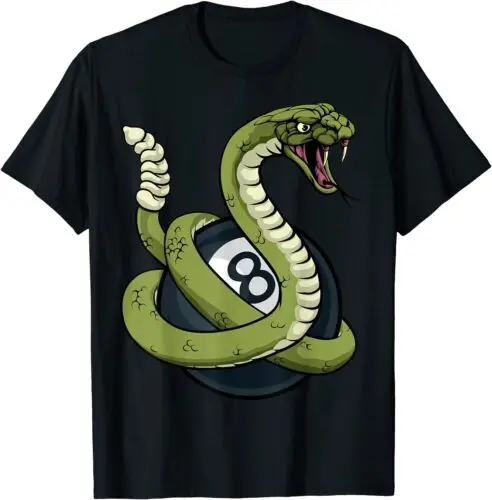 Snake Pool 8 Ball Billiards Best Design Great Gift Tee T-Shirt S-5XL