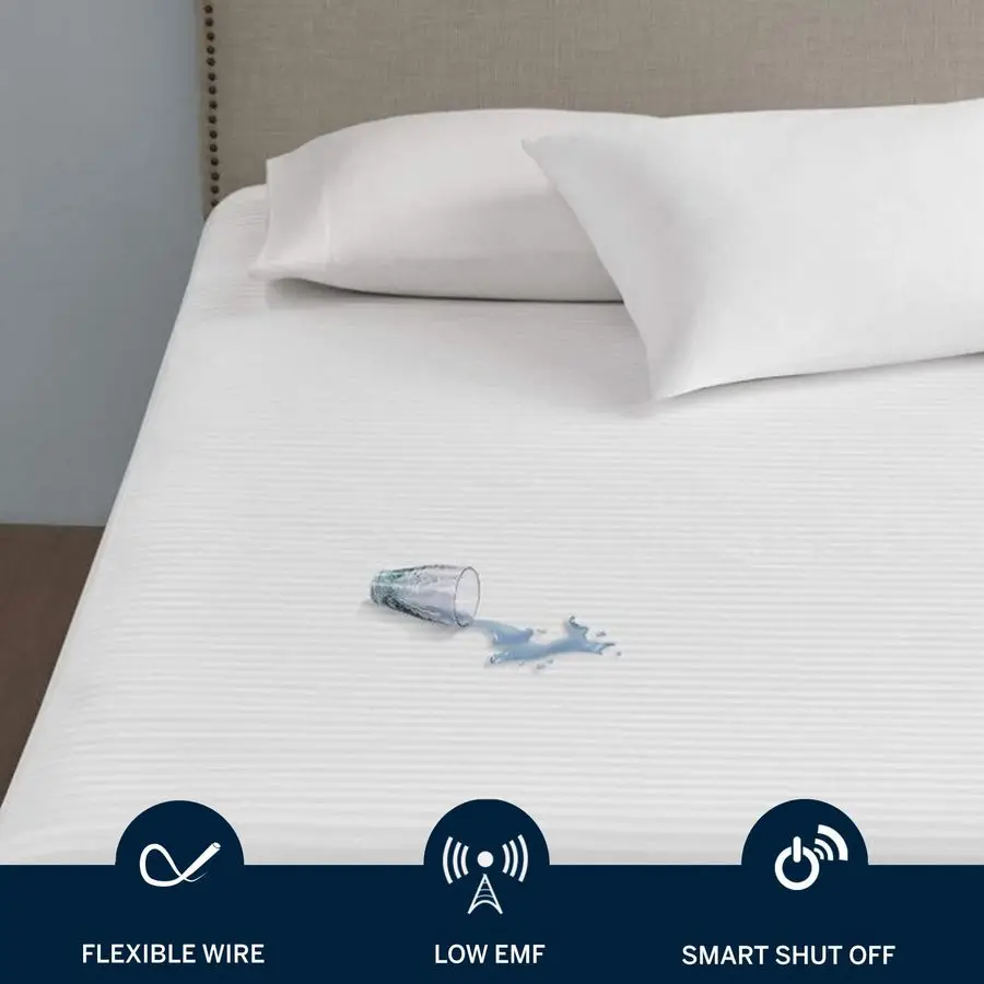 وسادة مرتبة ساخنة مقاومة للماء لتدفئة السرير الكهربائي مع 10 إعدادات للحرارة، ومؤقت إيقاف تلقائي، مرتبة كهربائية معتمدة من ETL P
