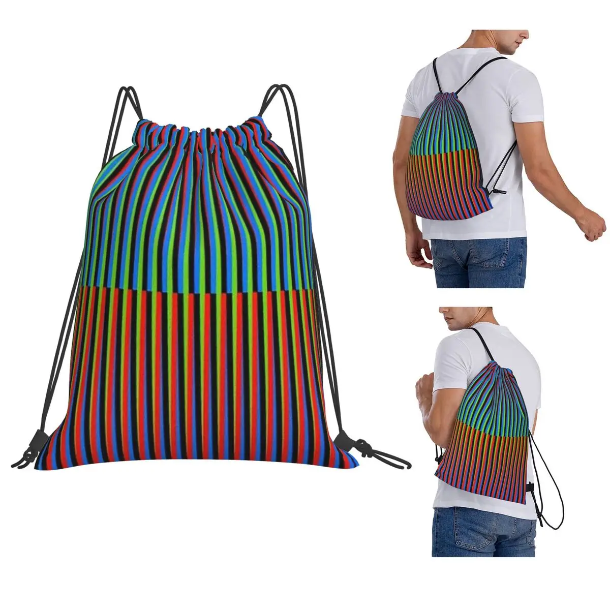 Soft Maiquetia Venezuela Cruz Diez Backpacks Casual Drawstring Bundle Pocket Sports Bag Book Bags for Travel School