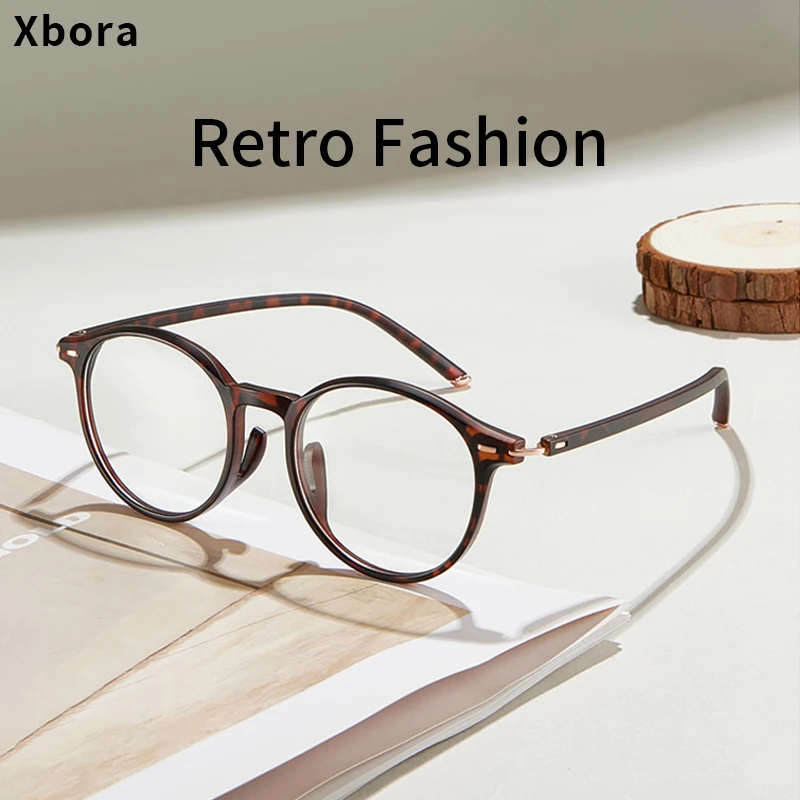 

Women's Retro Small Round Frame Integrated Nose Pads Optical Prescription Glasses Ultra Light Men Small Face Slimming Frame 1344