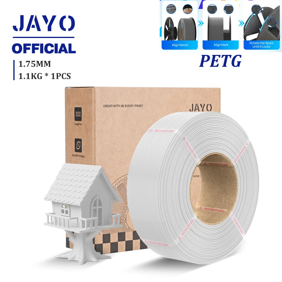 JAYO 3D-Drucker-Filament Nachfüllpack PLA/PETG/PLA+ Nachfüll-Filament 1,1 kg ohne Spule PLA-Filament für wiederverwendbare Spulen Kompatibel mit Bambu Labs