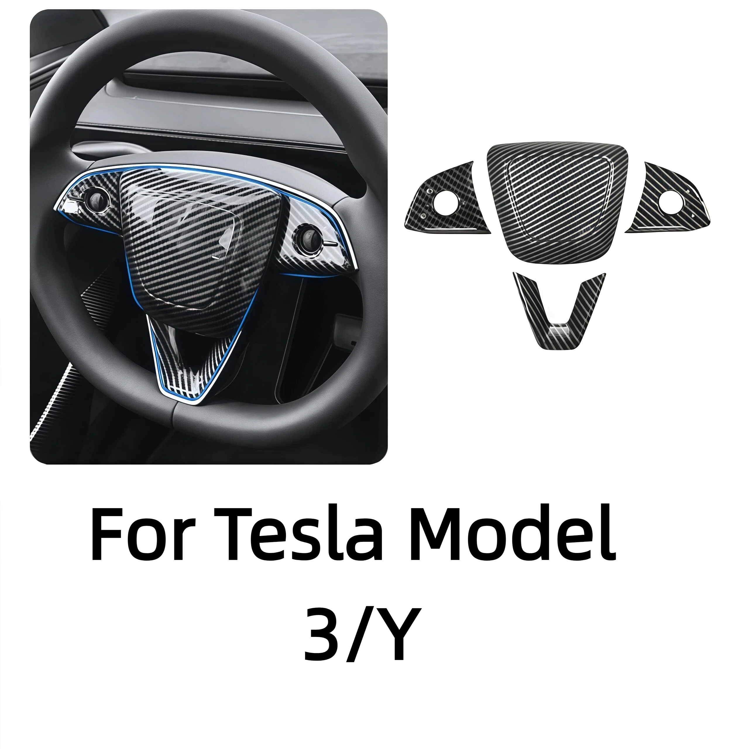 

For Tesla Model 3/Y 2023-2026 Steering Wheel Horn Decorative ABS Material Button Sticker Protective Car Interior Accessories