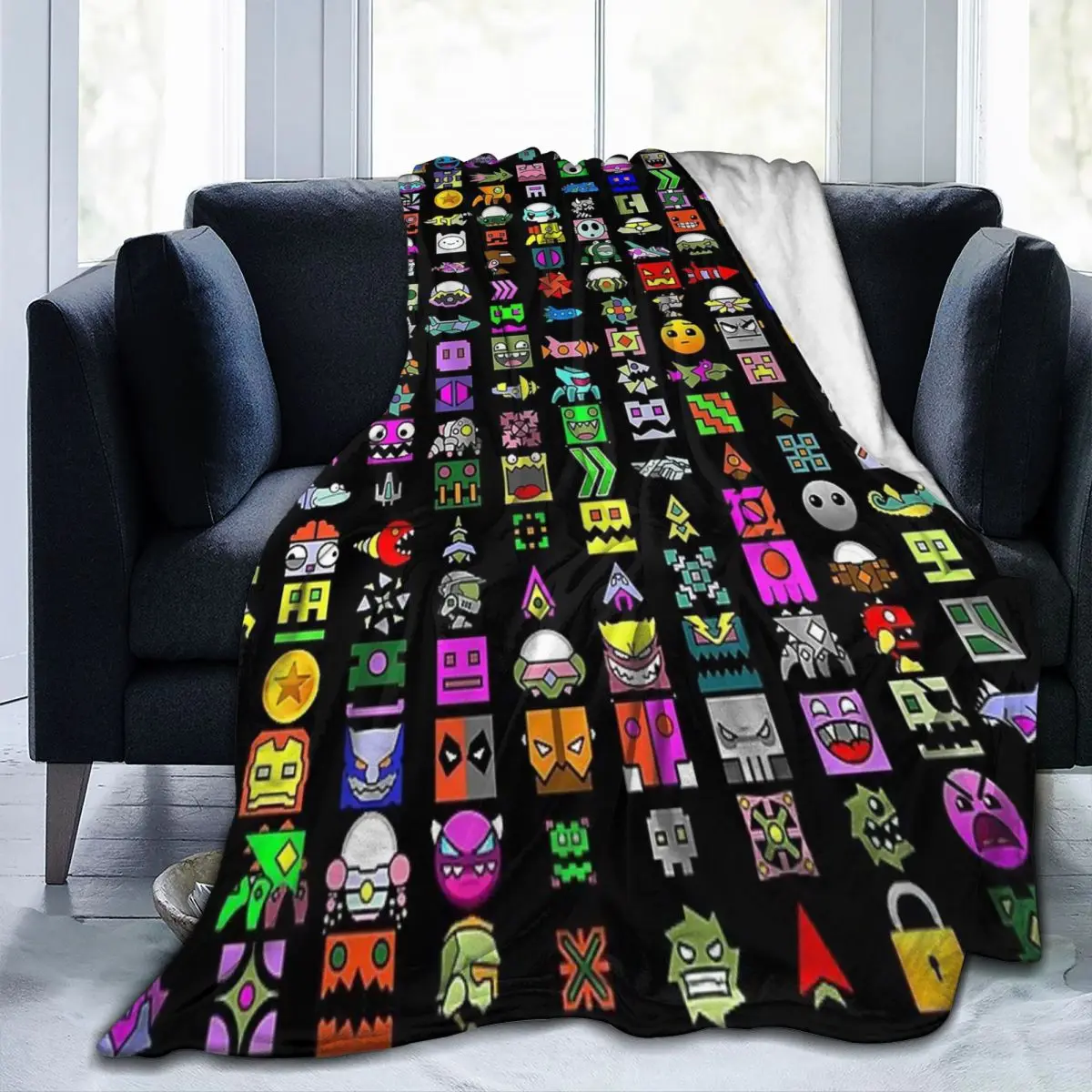 

Throw Blanket Geometry Dash Micro Fleece Blanket Four Sizes Blanket Personalized Comfortable For Living Room Nice Gift