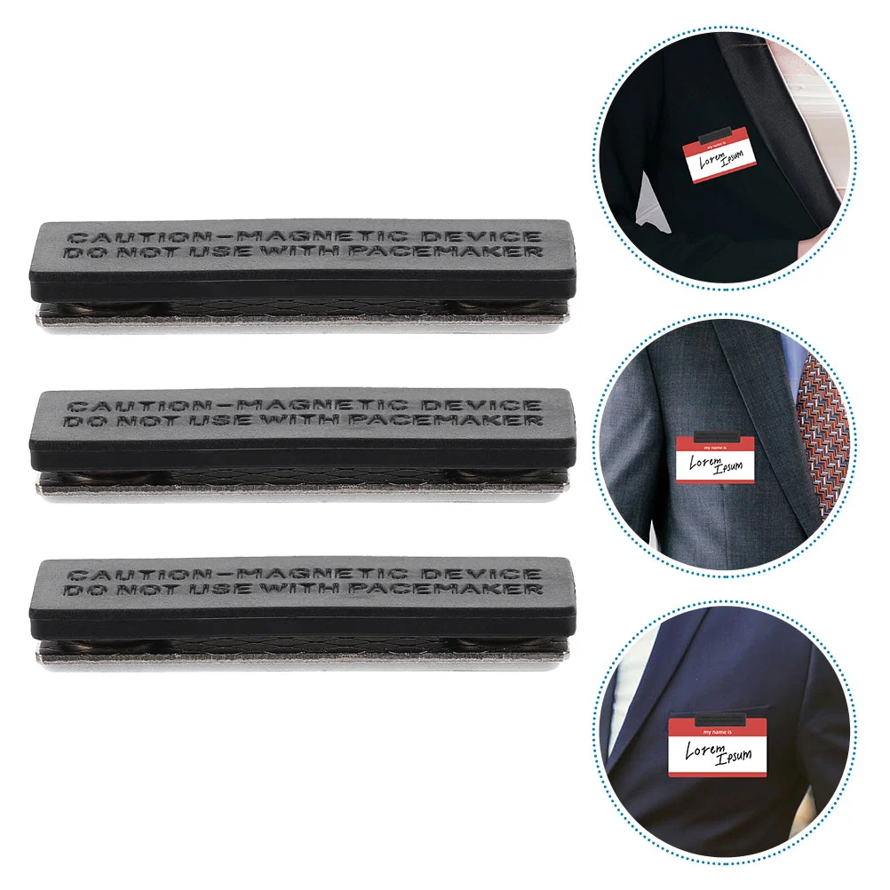 12 Pcs Magnetic Name Tag Magnets Badge Holder 450X120X040CM Backing Backs Black Id Tags