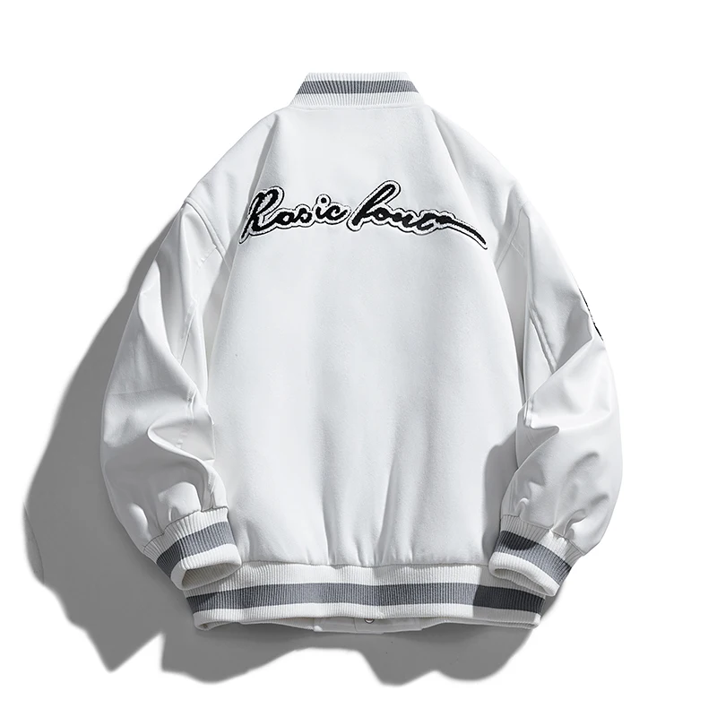 Mens Baseball Jacket High Fashion Stand Up Collar Printed Embroidery Design Down Jacket Streetwear Style Autumn Winter Jacket