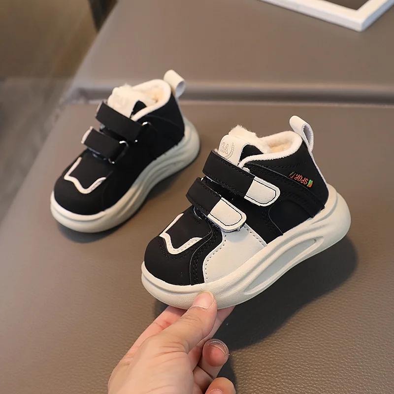 2023 Winter Children Sneaker Boys Fleece-Lined Thick Warm Baby Shoes For Girls