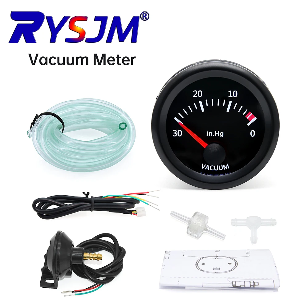 * 0~30 In.Hg Vacuum Gauge Digital pointer instrument White LED Smoke Len Vacuum Meter