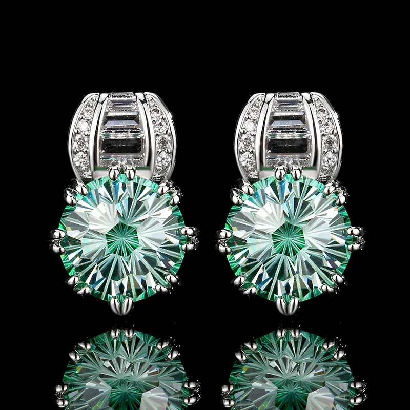 Round Aurora Borealis CZ Huggie Earrings Multi Color Simulated Gem Hoop Earrings Pave Baguette Cut Stone Luxury Women Jewelry