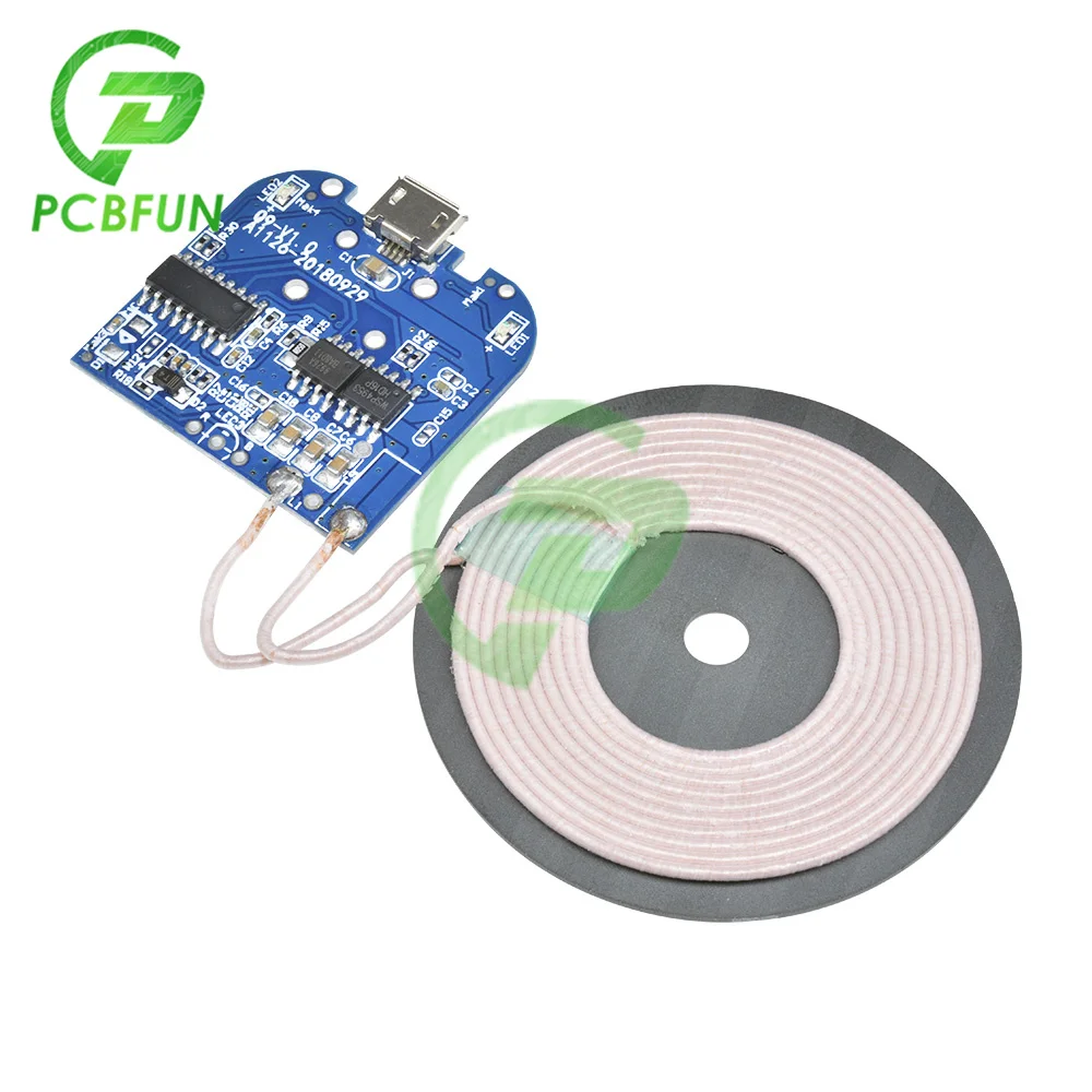 5V 10W Fast Charging Wireless Charger Transmitter Module PCBA Circuit Board USB + Coil for Qi Universal for Phone Battery