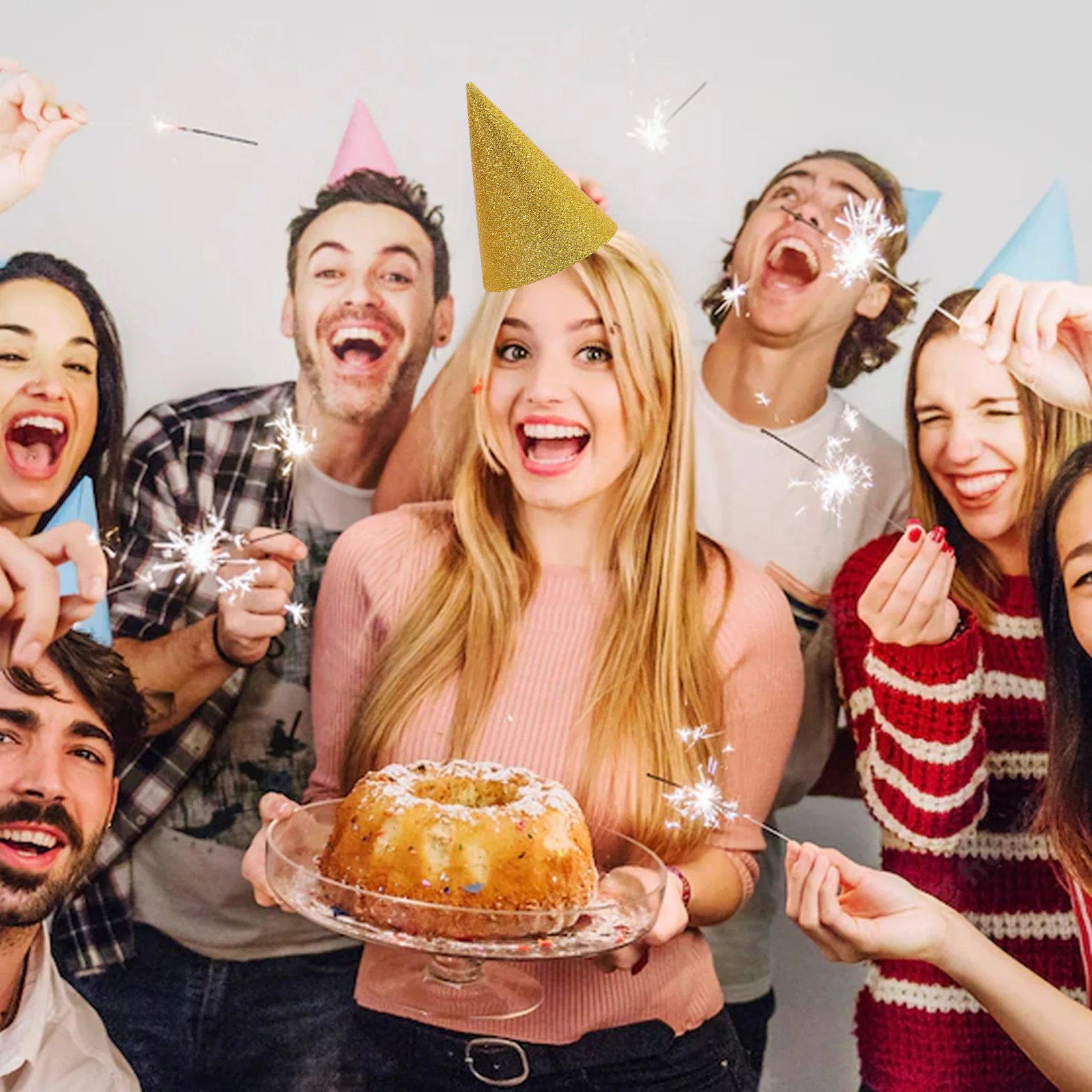 

12Pcs Glitter Cone Birthday Hats Mini Crown Headwear for Kids Adults Party Wedding Baby Shower Celebration Birthday Crown