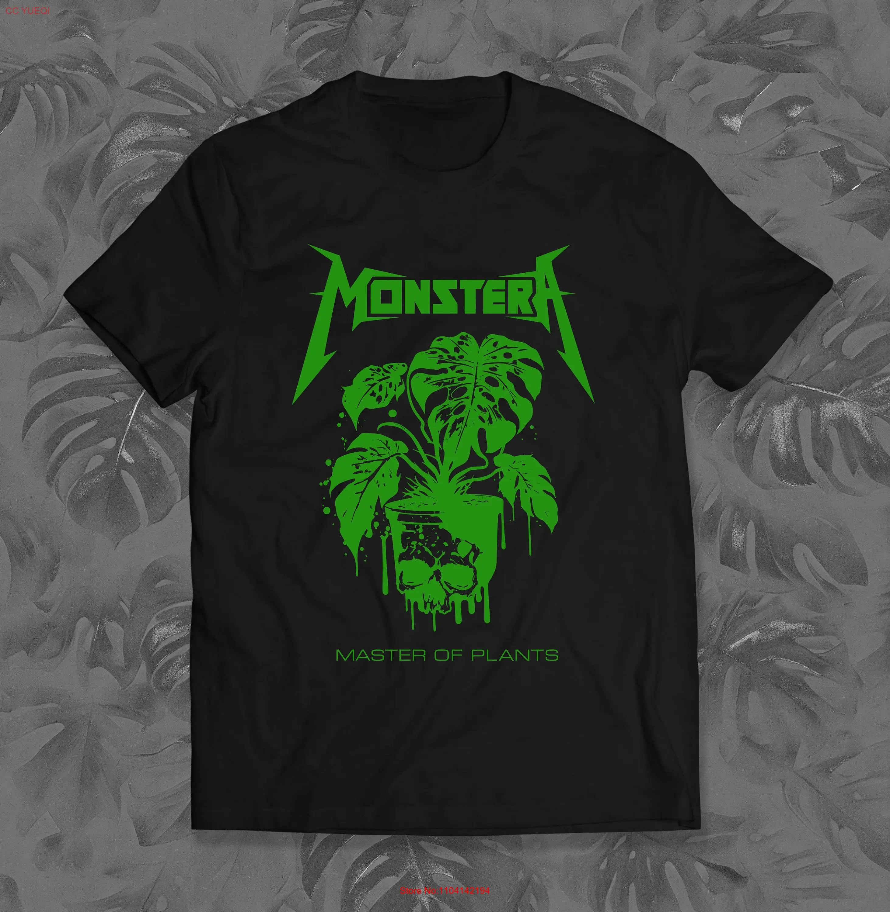 Monstera Punk T Shirt Metal Logo Plant Idea Dad Mom Cool Merch Head  long or short sleeves