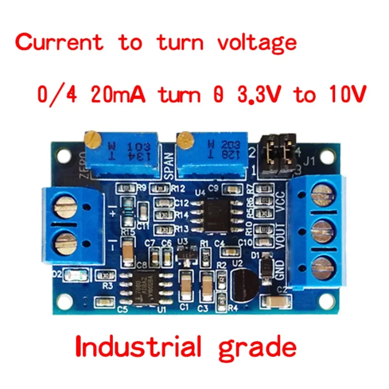 Current to voltage module 0/4-20mA to 0-3.3V5V10V voltage transmitter signal conversion conditioning