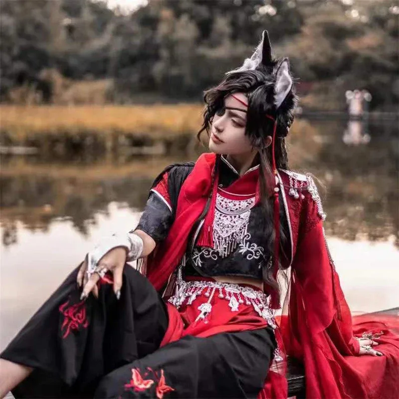 

Tian Guan Ci Fu Hua Cheng Cosplay Unfirom Costume Red Chinese Antique Costume Han Fu Suit Halloween Uniform