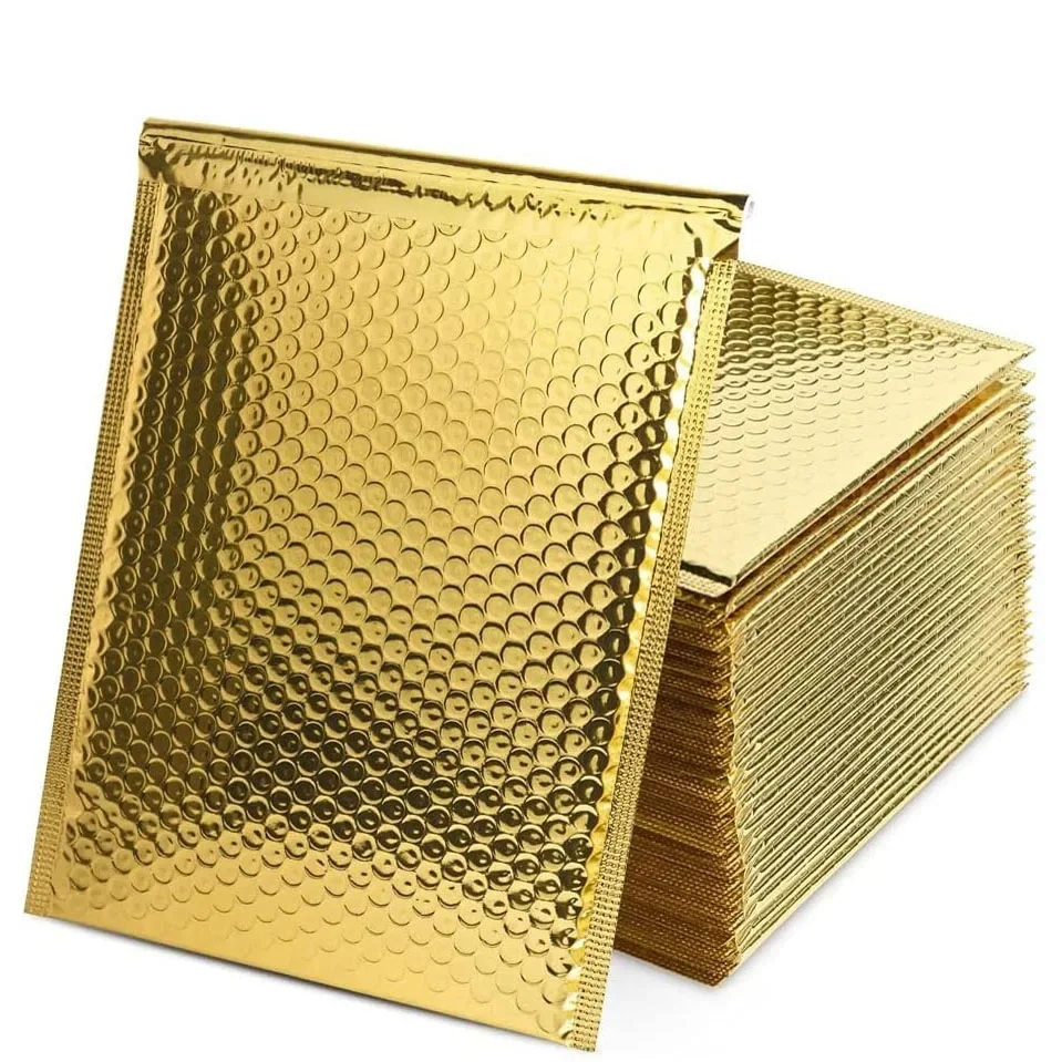 50Pcs /Lot Golden Gift Envelopes Bags for Packaging Bubble Mailers Padded Envelopes Packaging Waterproof Bag Thicken Postage Bag
