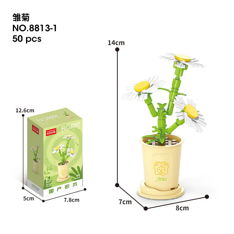 Bouquet Flower Bricks Construction Set Micro Particle Building Block Toy for Children Girl 6 to 10 Year Old Block Assembling Toy