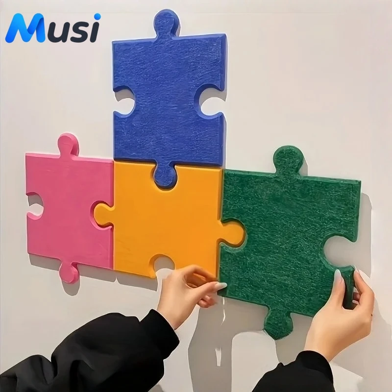 Self Adhesive Puzzle Felt Acoustic Wall Panel Sound Absorbing Noise Reduction Tiles DIY Soundproof Decor for Bedroom Living Room
