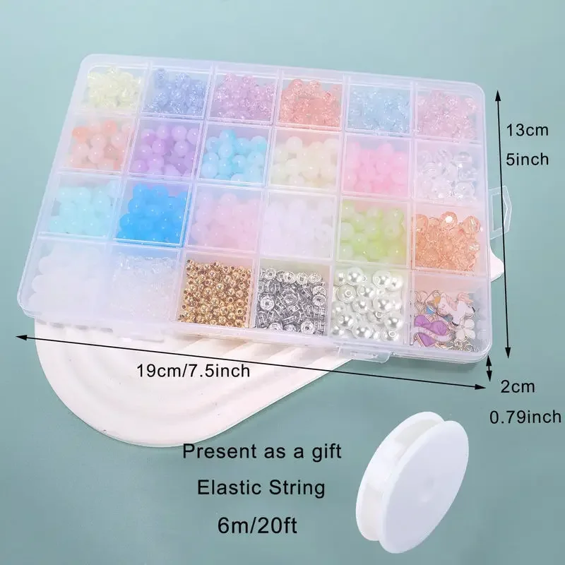 

Glass and Acrylic Beads Kit DIY Jewelry Making Kit Cute & Lovely Bracelet and Necklace Crafts Birthday Craft Gift for Girls