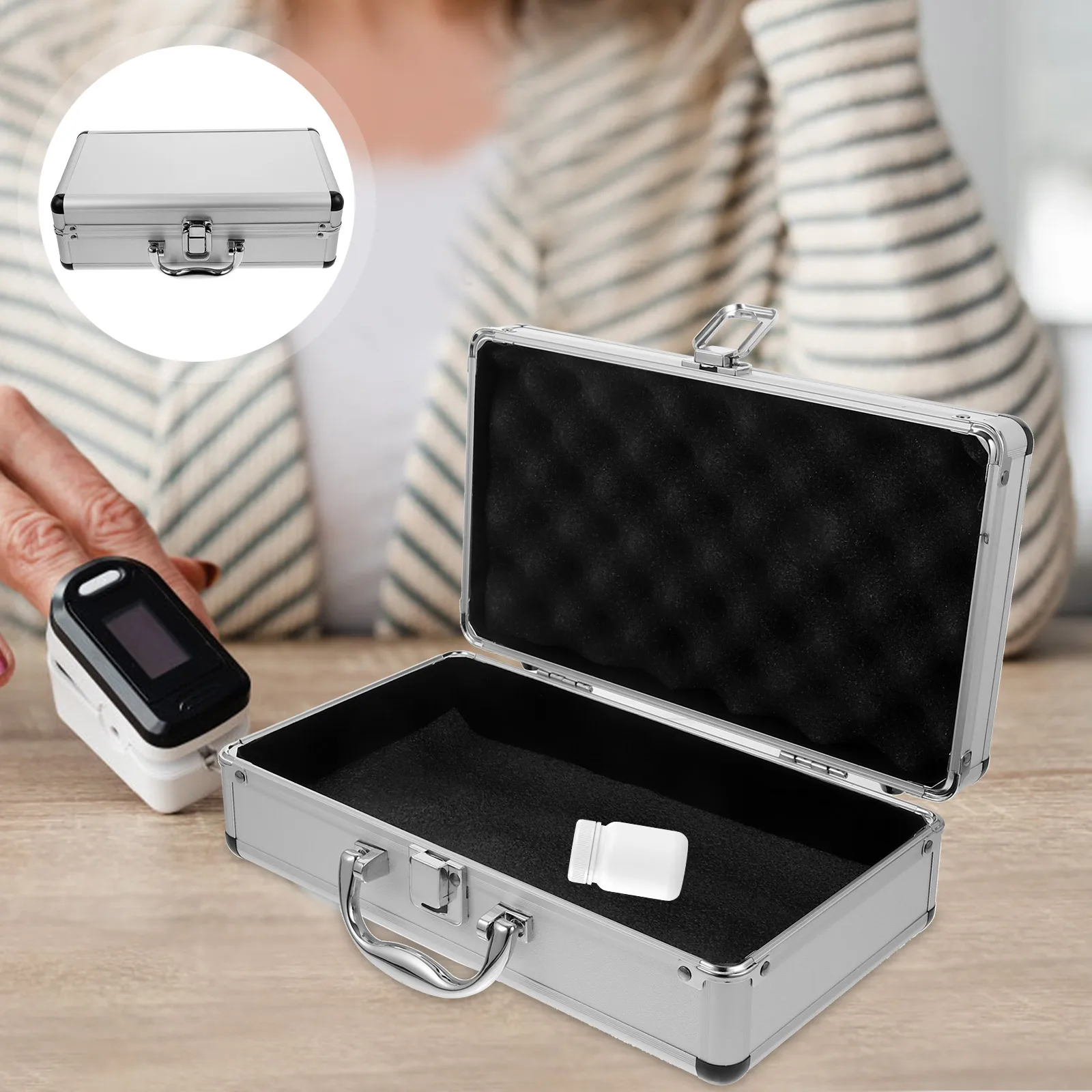 

Aluminum Hard Case Tools Case Multifunctional Medicine Storage Box Large Capacity Portable Toolbox For Home Workshop Travel With