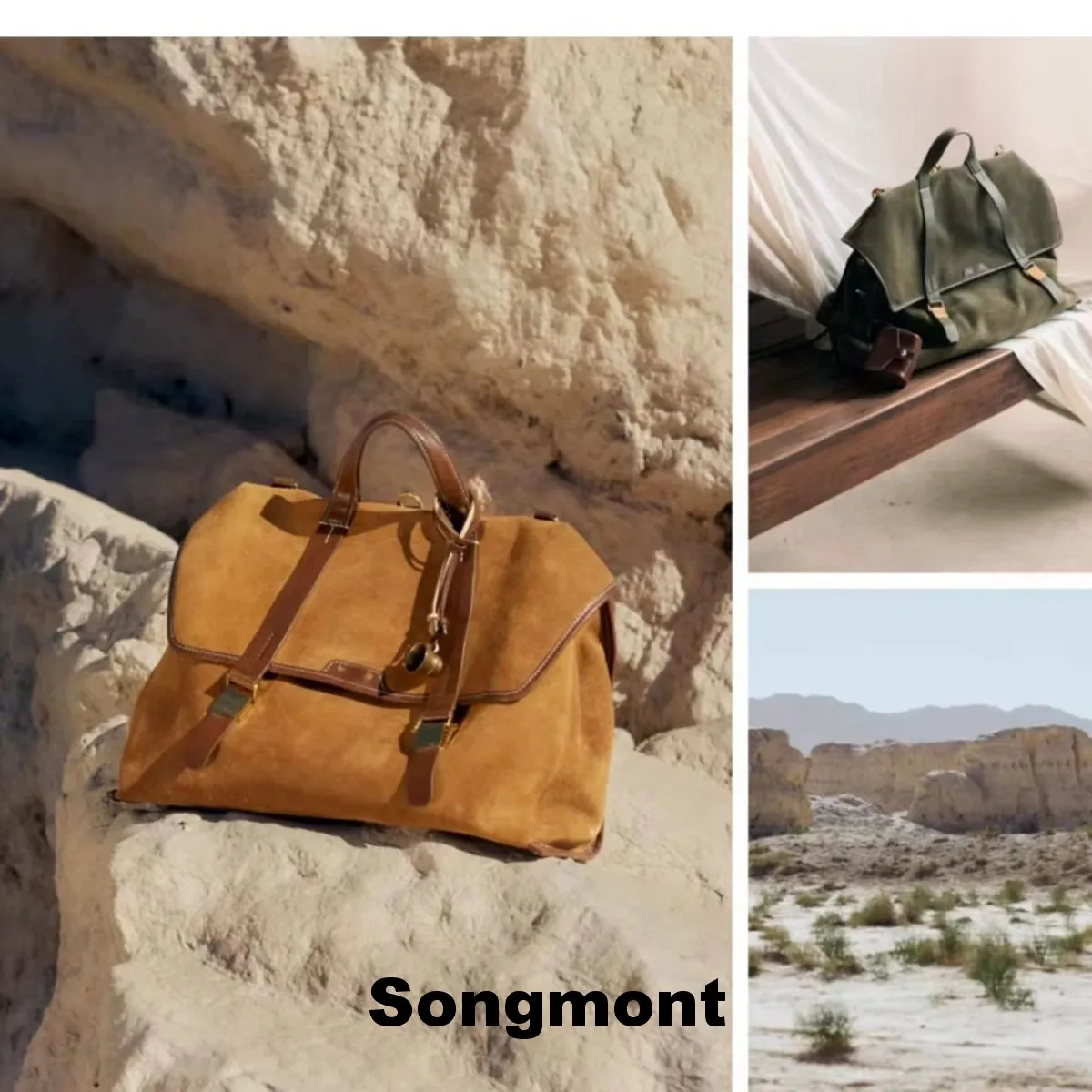 

Дорожная сумка через плечо Songmont — замшевый портфель в стиле ретро, трансформируемая сумка, минималистичный дизайн