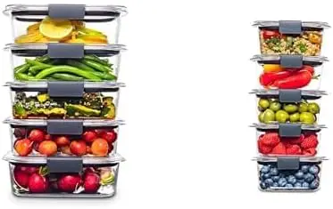 

Leak-Proof Food Storage Containers, 5-Pack Clear Plastic with Lids, Airtight for Freshness and Microwave Safe