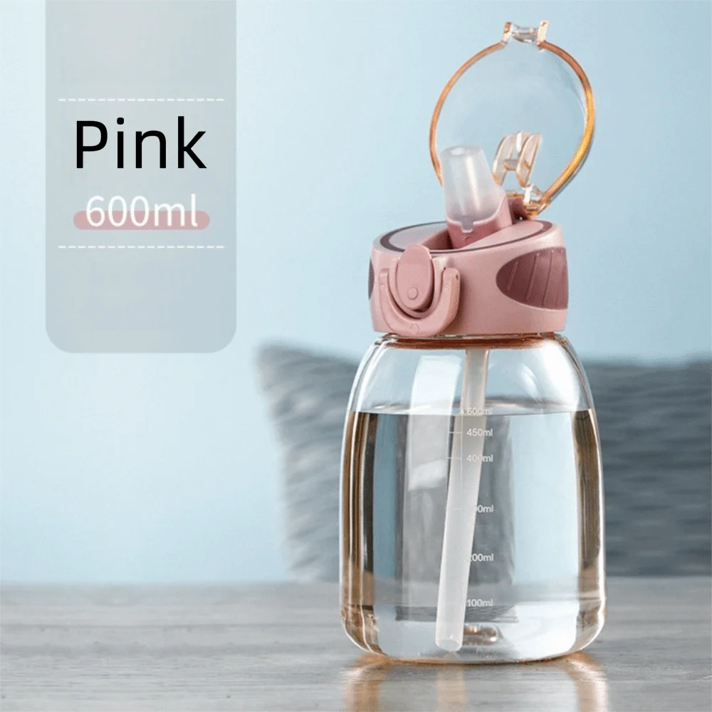 New Plastic Water Straw Cup Food-Grade Silicone Drop Proof Kids Sippy Cup Lightweight Leak-proof Water Bottle