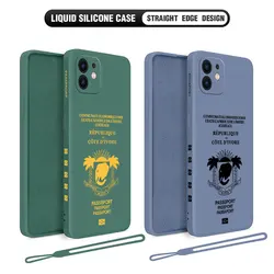 Ivory Coast Passport Phone Case For iPhone 15 14 13 12 11 Pro Max Mini X XR XSMAX SE 8 7 6S Plus Soft Liquid Silicone Cover