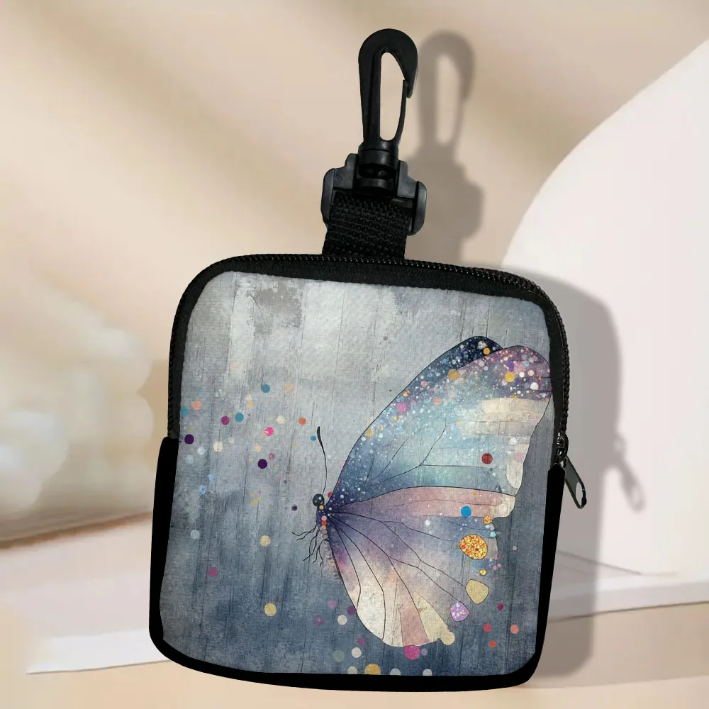 

Colorful Fluttering Butterfly Women Wallet Mini Purse Coin Purse Fresh Cute Card Bag Sanitary Napkins Bag Earphone Bag 5.23