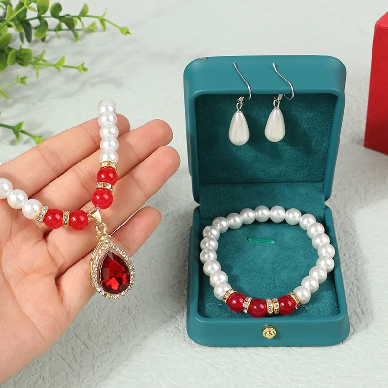Vintage Fashion Pearl Jewelry Set For Women Necklace Earrings Bracelet Set Wedding Party Jewelry Gift Pendientes