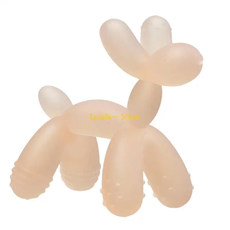 Y4QA Silicone Chew Toy for Infants with Balloon Dog and Textured Legs for Daily Teething Comfort and Carry Use