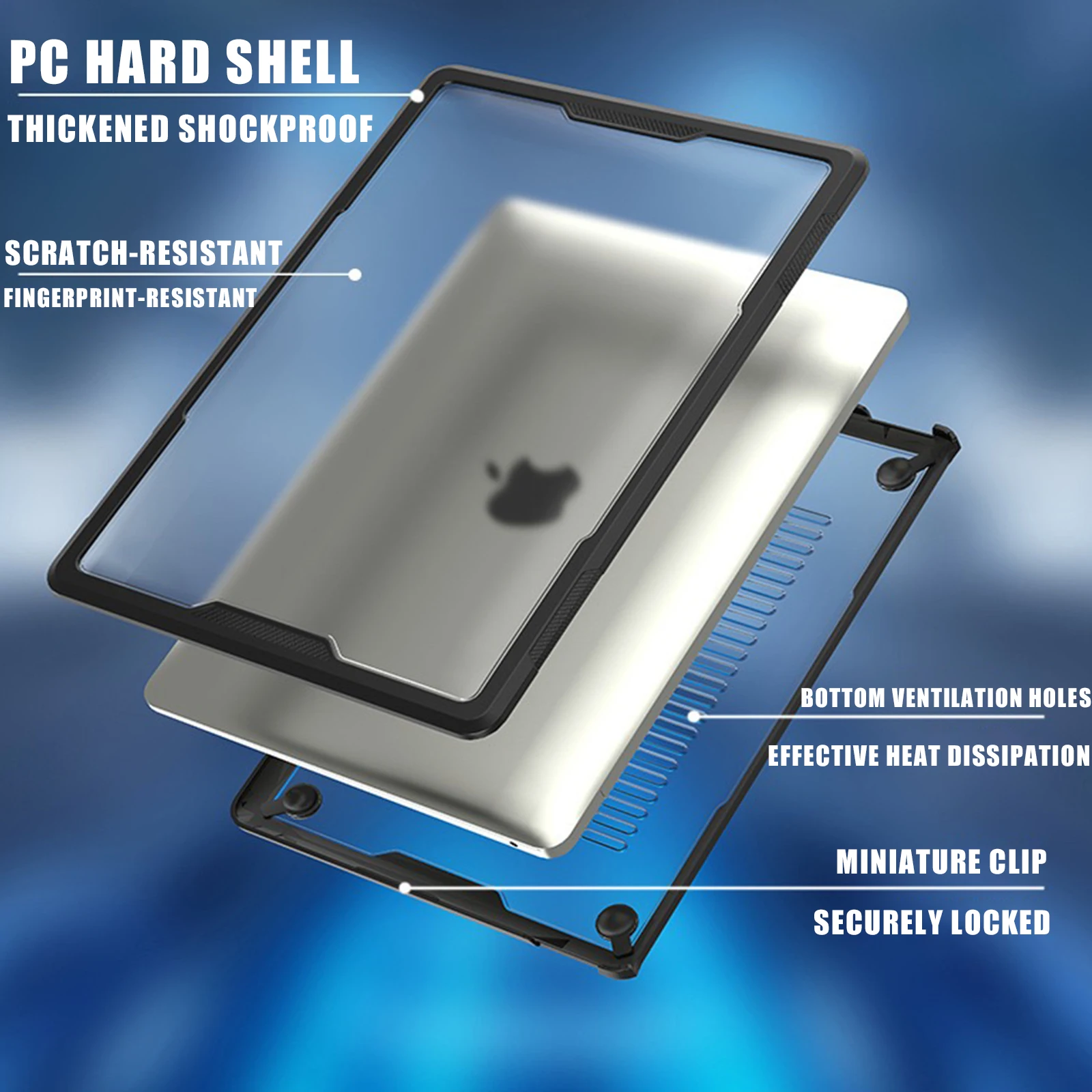 

Heavy Duty Rugged Shockproof Hard Shell Anti Scratch Protective Cover For MacBook Air 13.6" 2025-2022 M4 A3240 M3 A3113 M2 A2681