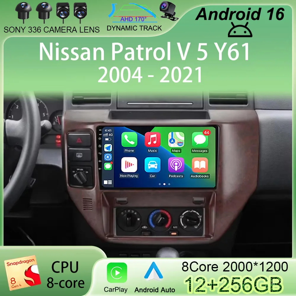 Car Radio Android 16 For Nissan Patrol V 5 Y61 2004 - 2021 Multimedia Video Player Navigation GPS CarPlay Auto No 2 Din DVD