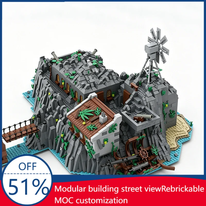 6115 PCS Pirate Island Bay Diorama MOC Model Custom Building Blocks Assembly Educational Toy Innovative Christmas Gift For Kids