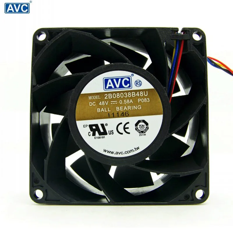 

For AVC 2B08038B48U 48V 0.58A 8CM 8038 4-P PWM Case cooling Fan powerful 80*80*38mm