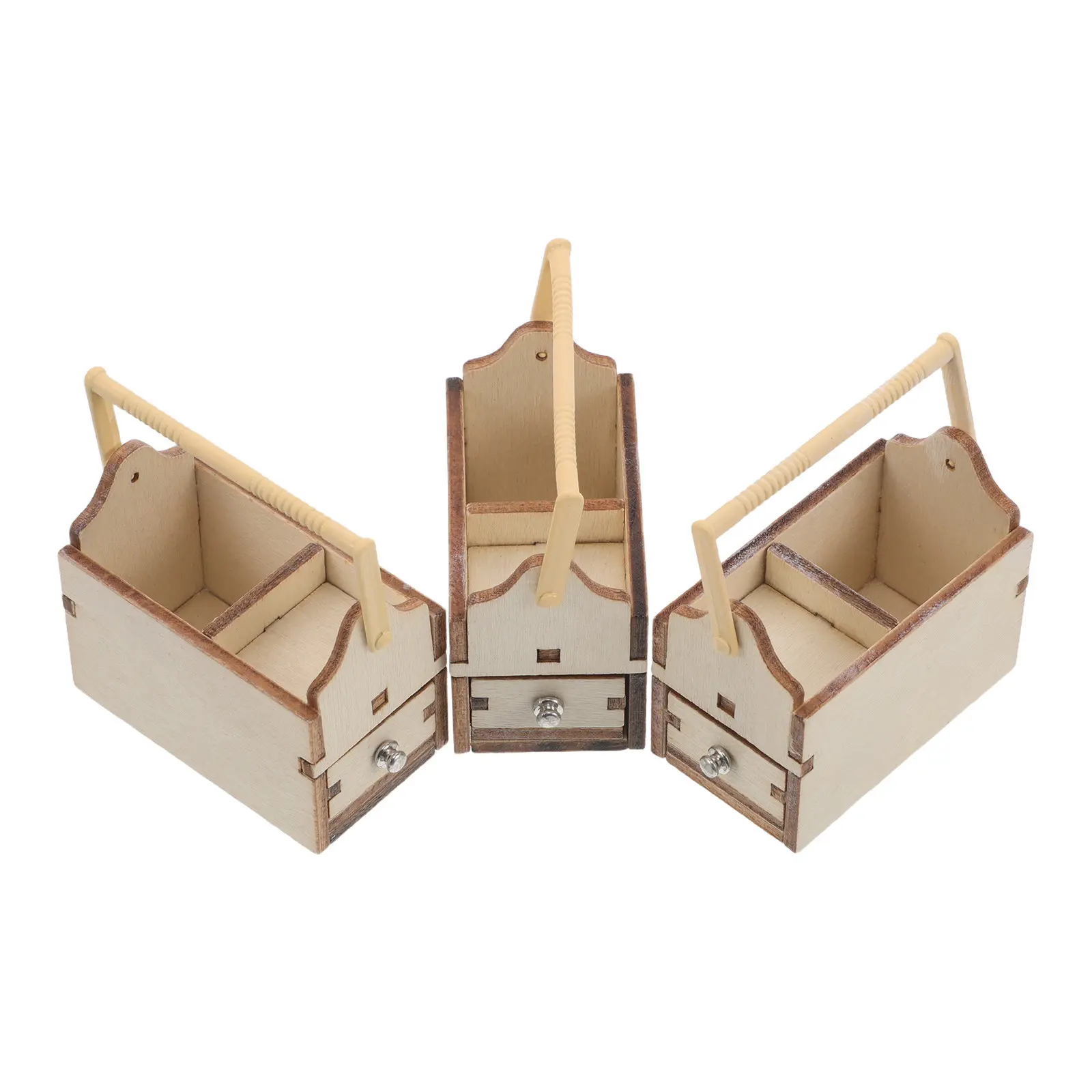 

3Pcs Mini Wooden Toolbox 1:12 Scale for Dollhouse Workshop Accessories Micro Toolbox for Garage Decoration and Creative Play