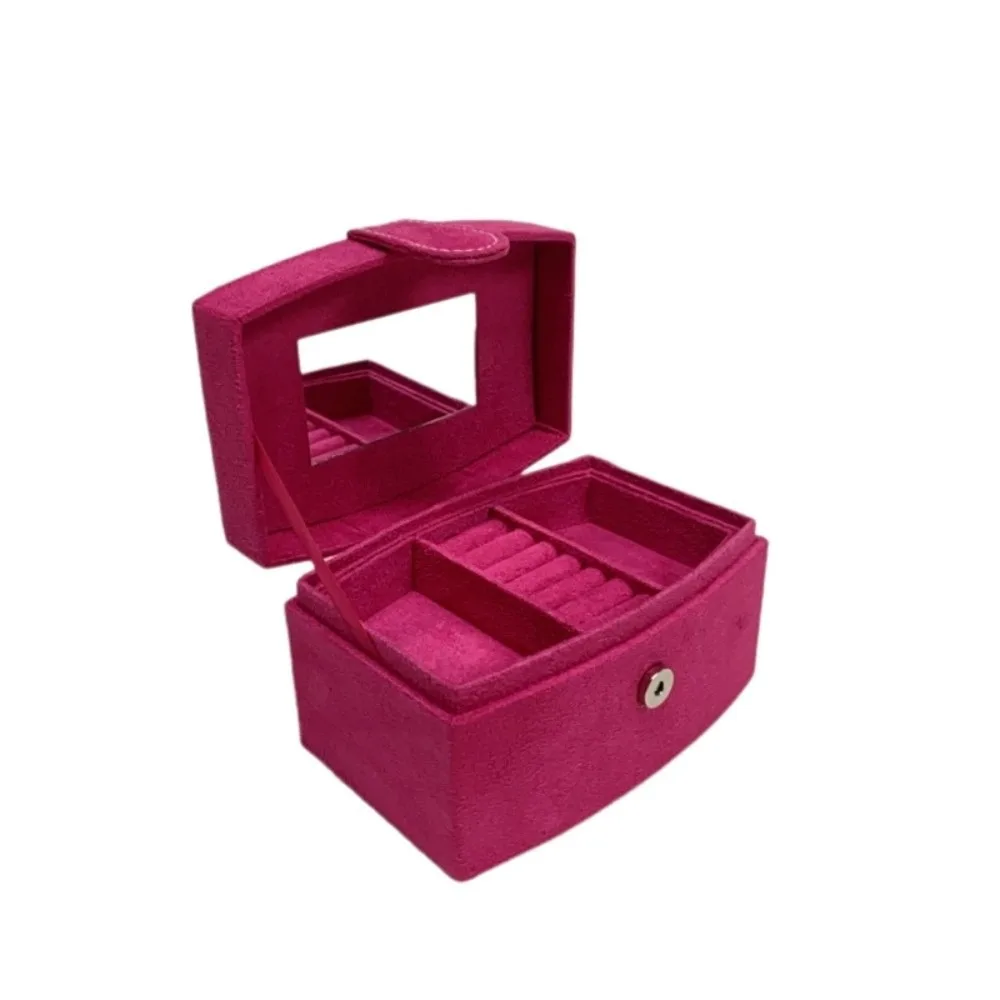 Fashionable Faux Suede Jewelry Storage Box Spacious Single Layer Dustproof Portable Travel Organizer Box Luxury Durable