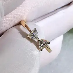2022 NEW Fashion Austria Crystal Gold Bow Ring For Women S925 Silver Wedding Engagement Cubic Zirconia Bowknot Jewelry