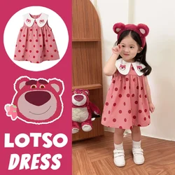 Disney Toy Story Lotso Bear Girl Dress Kids Toddler Polka Dot Cartoon gilet senza maniche gonna vestiti estivi Cute Baby Kid Dresses