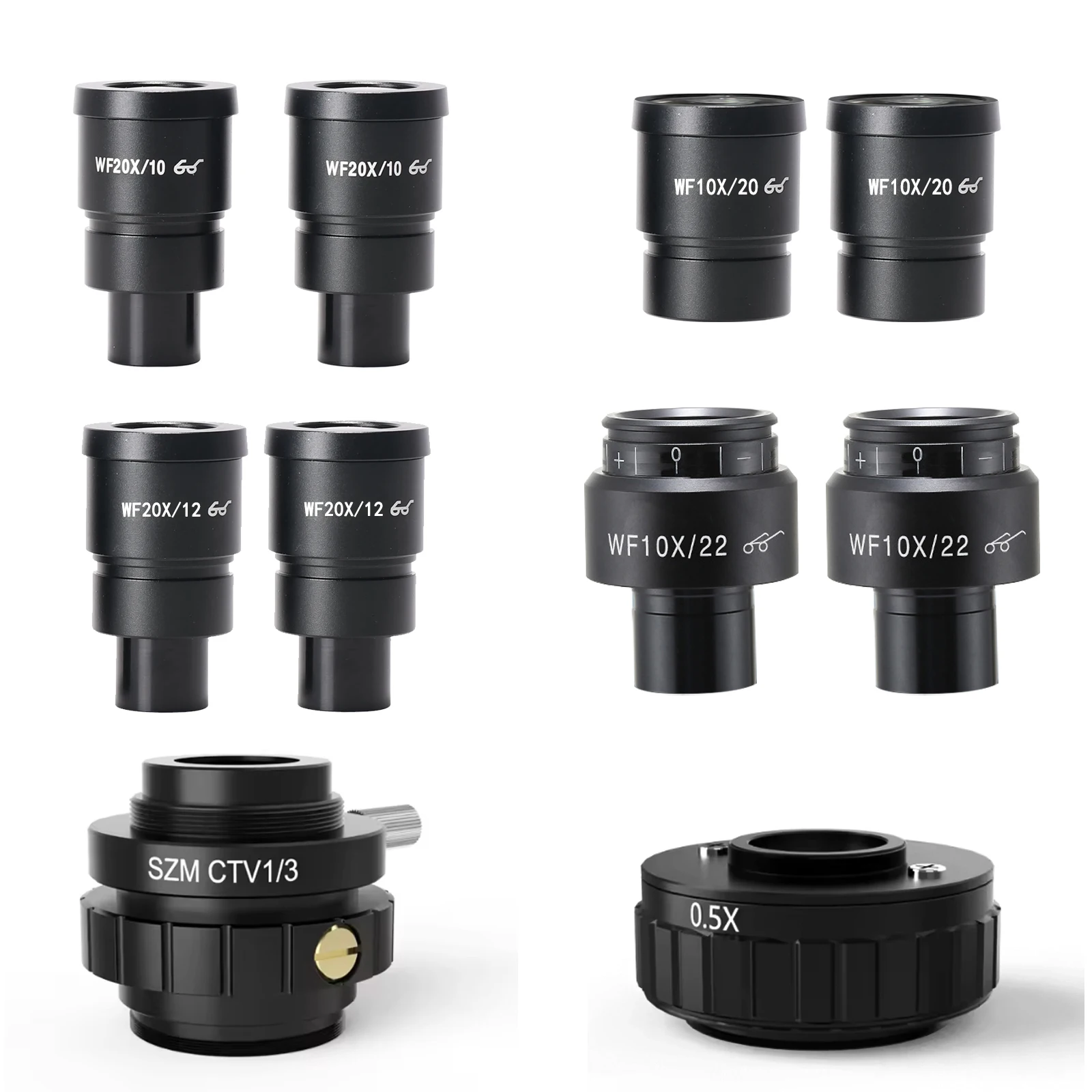 

Аксессуары для микроскопа 20X 10X Регулируемый окуляр 0,5X 1/3CTV Подходит для обслуживания мобильных телефонов Использование стереомикроскопа