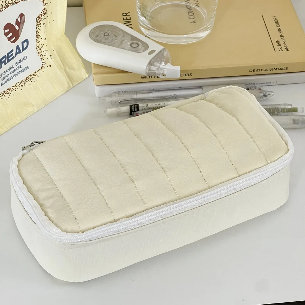حقيبة تخزين أدوات مكتبية قطنية ذات سعة كبيرة، صندوق مكياج ناعم متعدد الوظائف، تصميم لطيف، مقلمة منظم لسطح المكتب