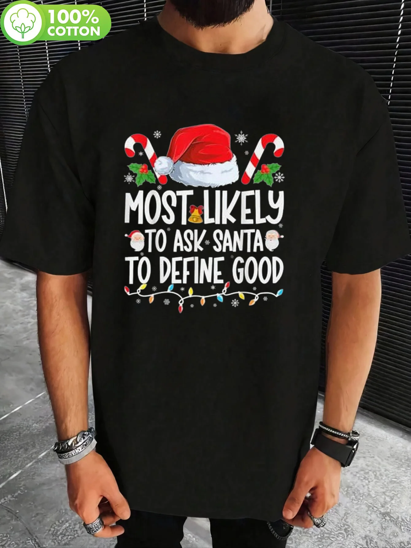 تي شيرت عيد الميلاد المضحك - أنماط الأكثر احتمالًا لسؤال سانتا لتحديد "الجيد" - نمط قبعة عيد الميلاد للعطلات Sh #1