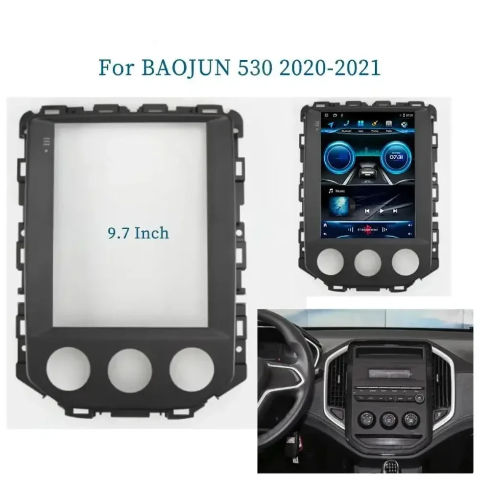 For BAOJUN 530 2020 -2021 9.7 Inch 2 Din Car Radio Fascias Tesla Style Multimedia Frame Video Player Navigation DVD Panel Trim