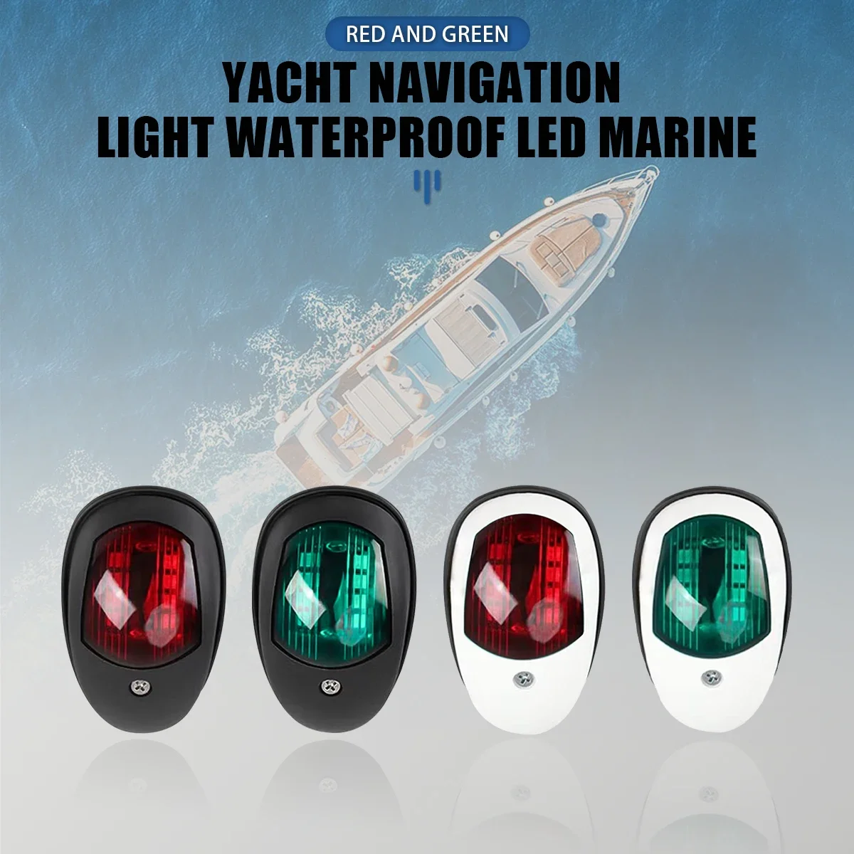 

2 PCS 12V 24V Car Truck Yacht Navigation Light Waterproof LED Marine Sounding Light Navigation Light Red and Green Marine Light