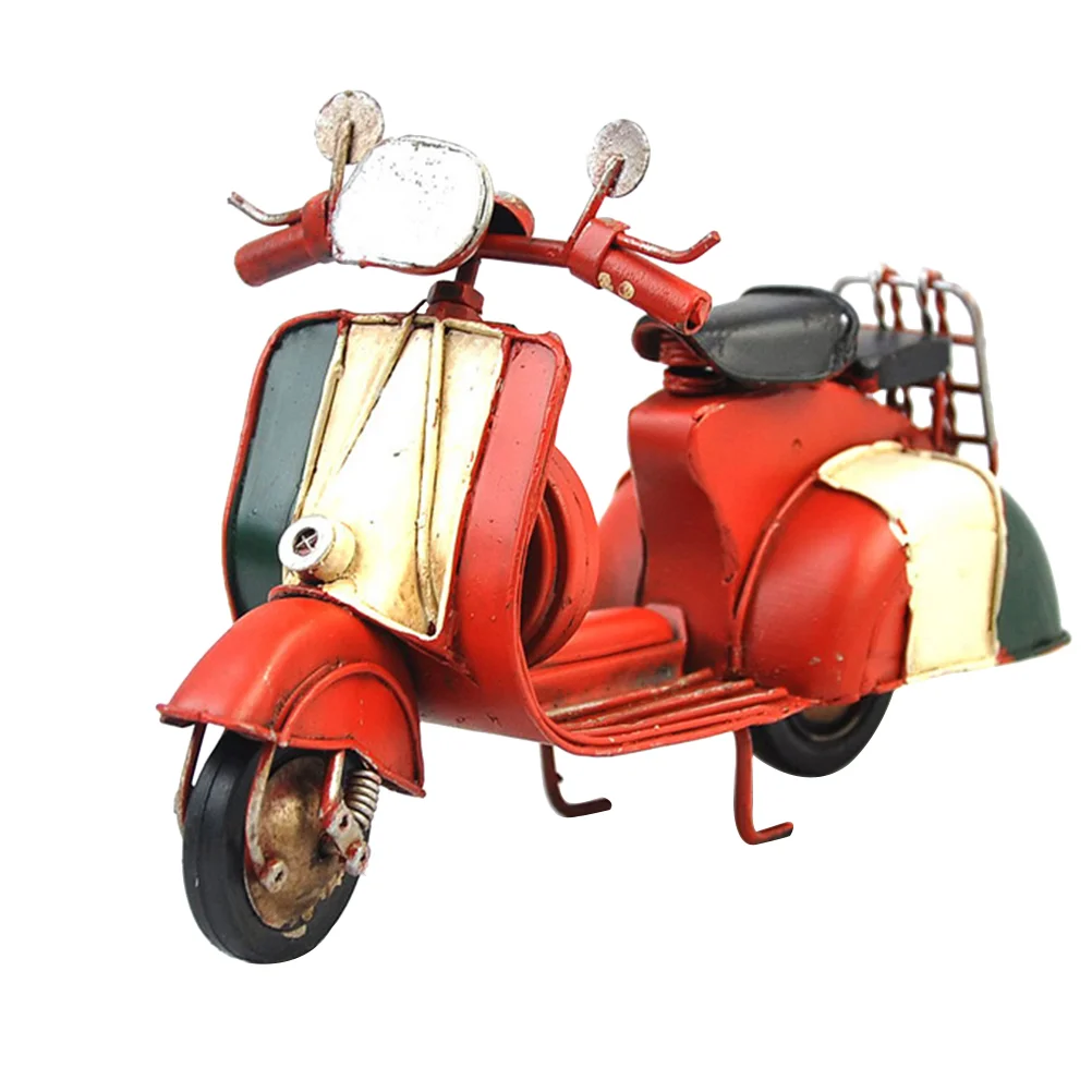 

Italian Scooter Model Motorbike Retro Vintage Iron Metal Handicraft for Household Decorations (Red)